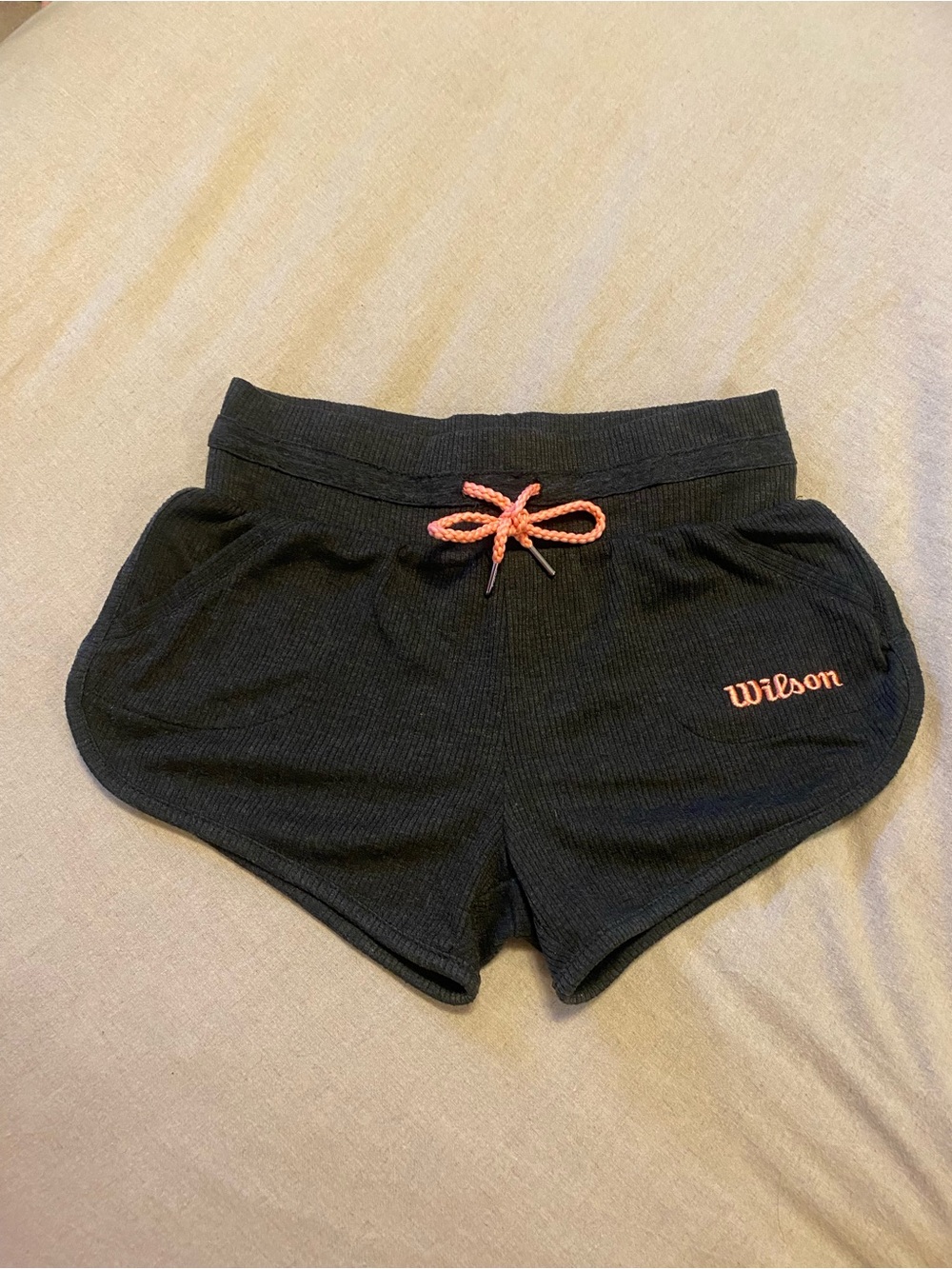 Wilson Black Athletic Knit Shorts with Coral Accent